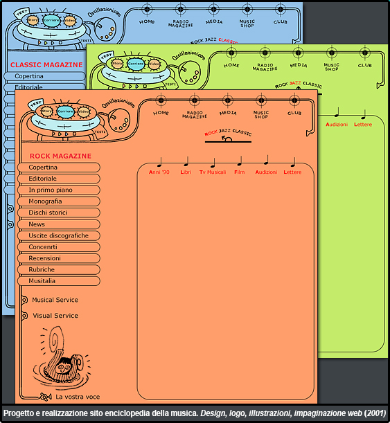 Web Design di Maila Navarra: progetto e realizzazione sito enciclopedia della musica. Design, logo, illustrazioni, impaginazione web